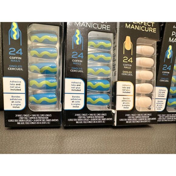 Sally Hansen Ring Pop Green and Blue Halloween Coffin Shape Nails New - Picture 3 of 5